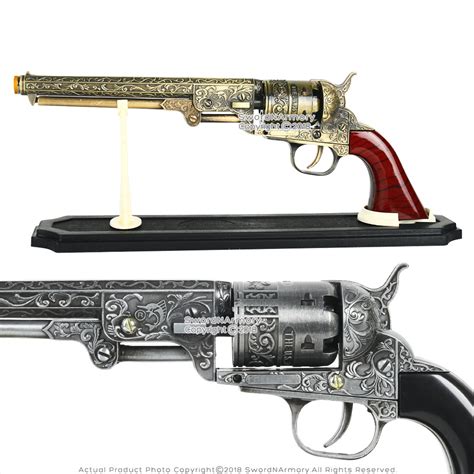 Western Cowboy Black Powder Outlaw Revolver Pistol Replica Gun w/ Stand