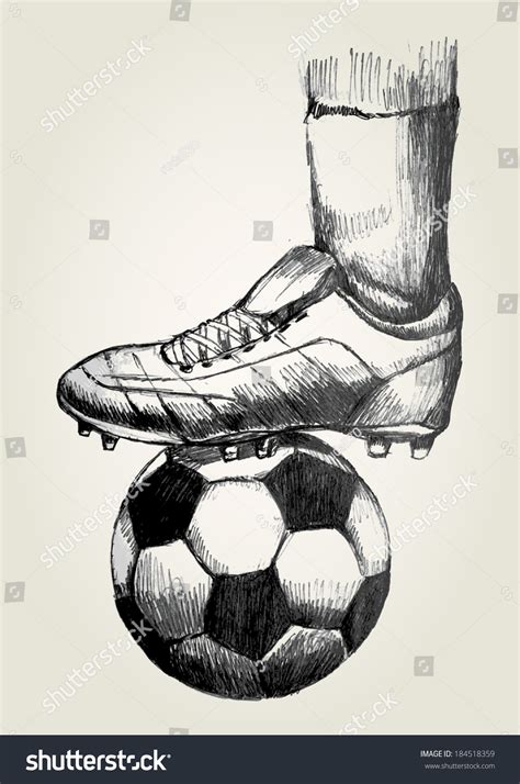 Sketch Illustration Of A Soccer Player'S Foot On Soccer Ball - 184518359 : Shutterstock