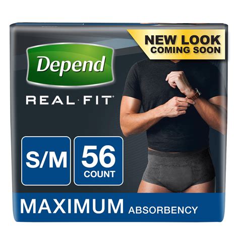 Depend Real Fit Incontinence Underwear for Men, Maximum Absorbency, S/M, Black, 56 Count ...