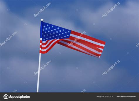 Small American Flag Cloudy Blue Sky Stock Photo by ©NewAfrica 218142428
