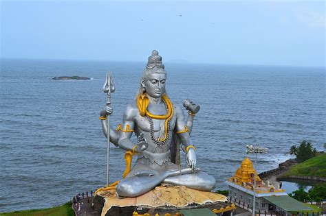 HD wallpaper: Lord Shiva Murudeshwar, Lord Shiva statue, God, water, spirituality | Wallpaper Flare