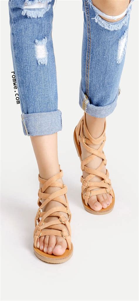 Zipper Back Strappy PU Flat Sandals | Cute sandals, Balls clothes, Boho ...