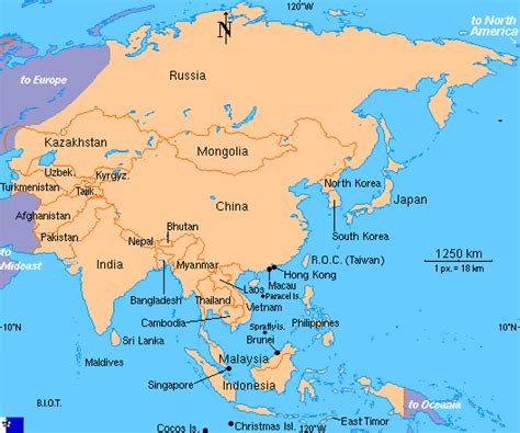 Clickable map of Asia