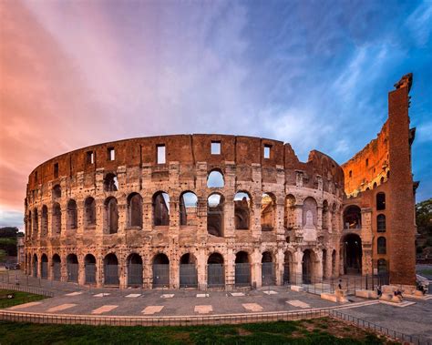 Evening View of the Roman Colosseum in Rome, Italy