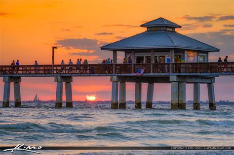 Fort Myers Beach Pier Sunset Over West Coast Florida | HDR Photography by Captain Kimo