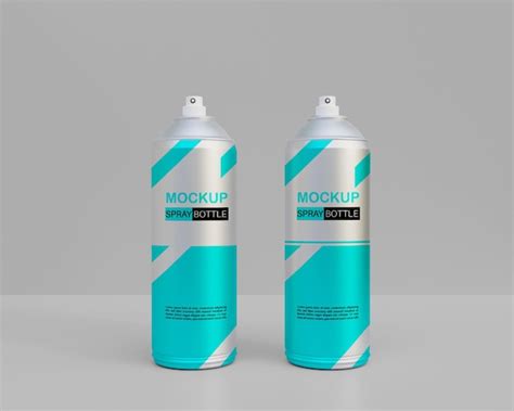 Premium PSD | 3d realistic silver spray bottle, spray can mockup