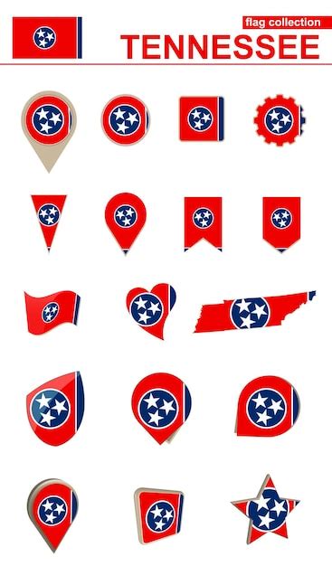 Premium Vector | Tennessee flag collection big set for design