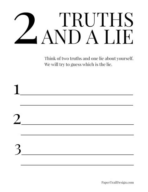 Two Truths and a Lie Game {Free Printable} - Paper Trail Design