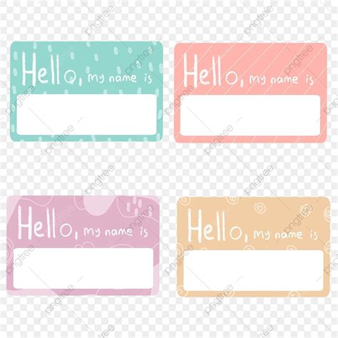 Cute Name Tag PNG Image, Cute Pastel Color Name Tag Illustration Set, Name Tag Illustration ...