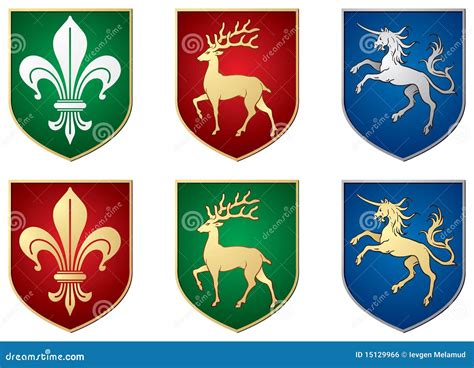 Lily, Deer, Unicorn, Heraldic Symbols Royalty Free Stock Image - Image ...