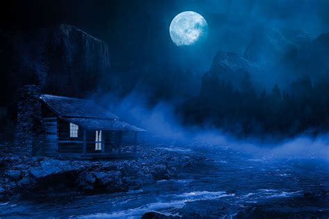 HD wallpaper: house under the moon, night, good night, home, illuminated, fog | Wallpaper Flare