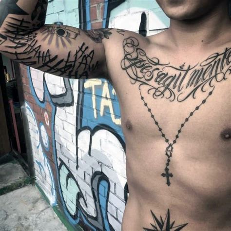 90 Script Tattoos For Men - Cursive Ink Design Ideas | Cool chest tattoos, Tattoo script, Chest ...