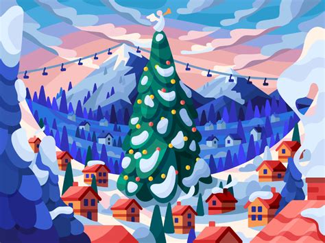 Christmas in Alps | Christmas illustration, Christmas art, Christmas ...