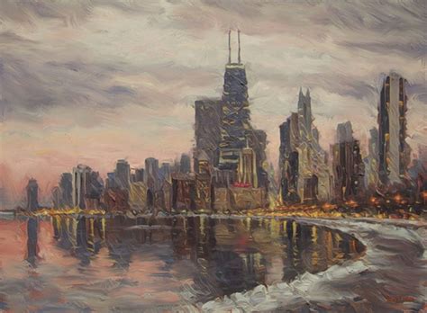 CHICAGO Skyline. Landscape. Painting Giclee Canvas - Etsy