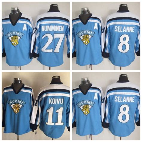 2021 1998 Team Finland 11 SAKU KOIVU Hockey Jersey 2002 Finland 8 TEEMU ...