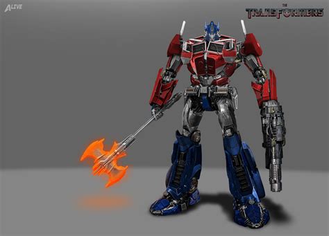 Optimus Prime with Axe and Blaster by AliveArtz on DeviantArt