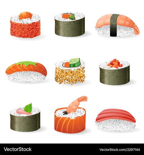 Sushi icons set Royalty Free Vector Image - VectorStock