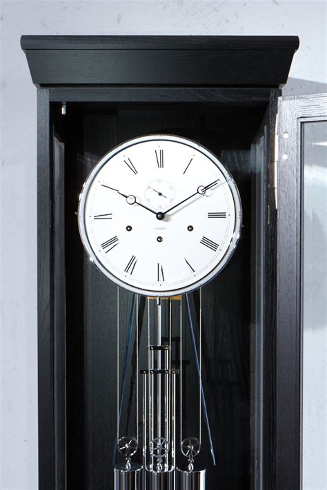 Modern German Grandfather Clock, black laquered, high quality