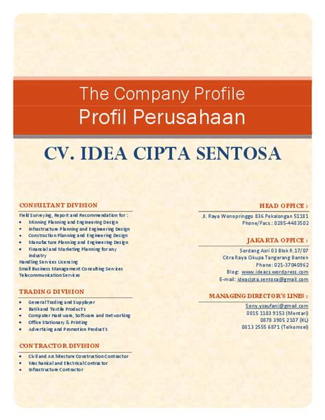 Contoh Company Profile Cv Sederhana Pdf - IMAGESEE