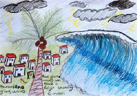 Dessin de tsunami réalisé par une adolescente de 12 ans habitant ...