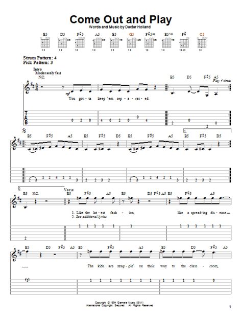 Come Out And Play by The Offspring - Easy Guitar Tab - Guitar Instructor