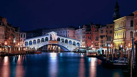 HD wallpaper: night, grand canal, venice, europe, italy, bridge ...