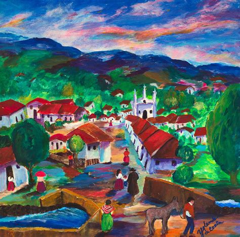 Colombian Village Painting by Yolanda DeCosta