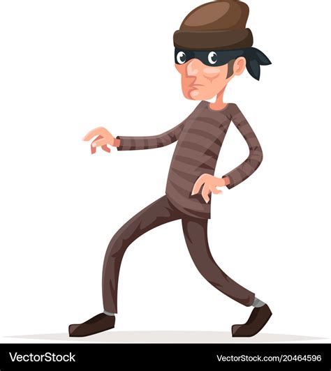 Criminal thief sneak walk cartoon character Vector Image