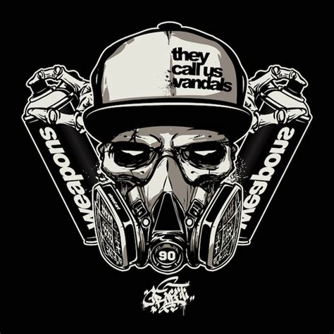 Premium Vector | Skull wearing gas mask for graffiti logo