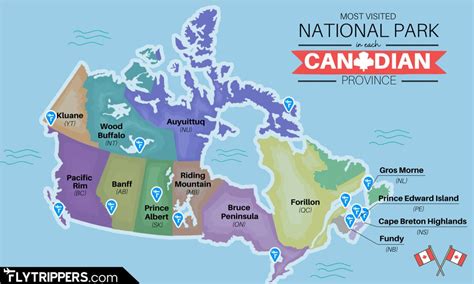 The Most Visited National Park In Each Canadian Province On One Cool Map - Flytrippers