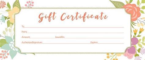 Floral, Gift Certificate Download, Flowers, Premade Gift Certificate, Template, Printable, Blank ...