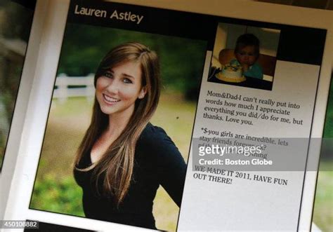 A page from a yearbook shows Lauren Astley's senior portrait and note ...