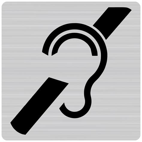 ADA [Graphic Only] Hearing Impaired Symbol Sign NHE-28042_BLKonBRSLVR