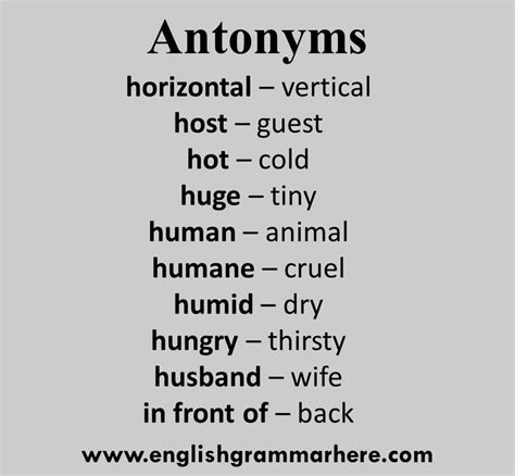 Opposite Words List Of 100 Common Antonyms For Esl