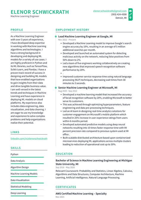 Google Machine Learning Engineer Resume Examples | ResumeCat