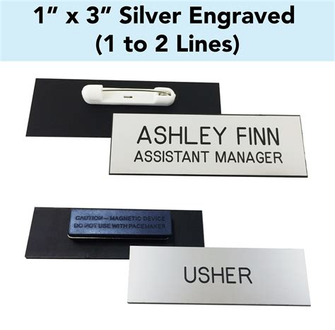 1" x 3" Silver Engraved Name Tag (1 or 2 Lines) — Badgeworks Plus