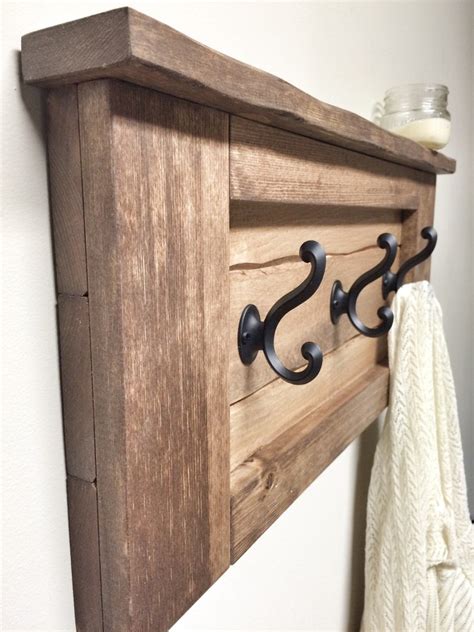 Rustic Wooden Entryway Walnut Coat Rack Entryway Coat Rack - Etsy