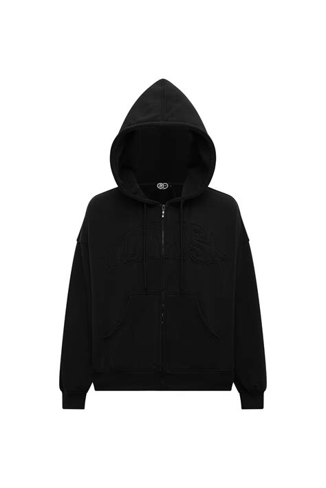 TUMS ZIPPER HOODIE – Black – Tum Machines Clo