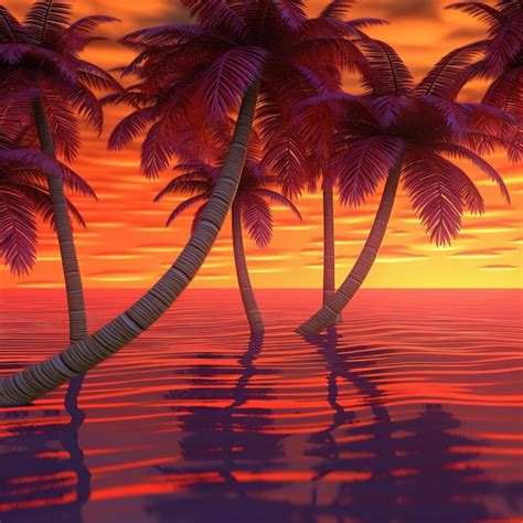 Premium AI Image | Neon palm trees on a beach