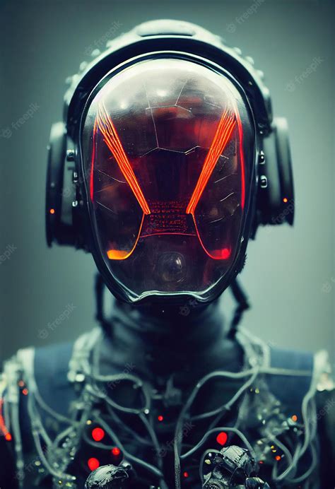 Premium Photo | Portrait of a scifi cyberpunk warrior from the future