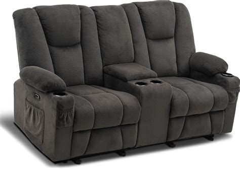 Buy Mcombo Fabric Power Loveseat Recliner, Electric Reclining Loveseat ...