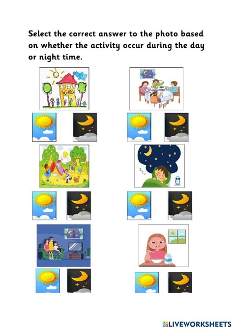 Daytime And Nighttime Activities Worksheets – Time Worksheets