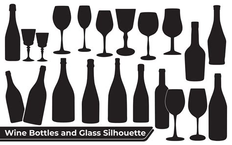 Wine Bottles and Glass Silhouette Vector Graphic by adopik · Creative Fabrica