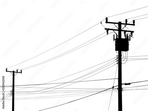 Silhouette electric pole on white background Stock Photo | Adobe Stock