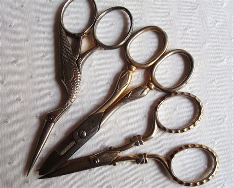 3 Antique Vintage Fancy German Scissors Sewing by oldmrsdaisy