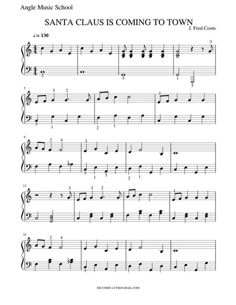 SANTA CLAUS IS COMING TO TOWN Sheet music for Piano (Solo) | Musescore.com