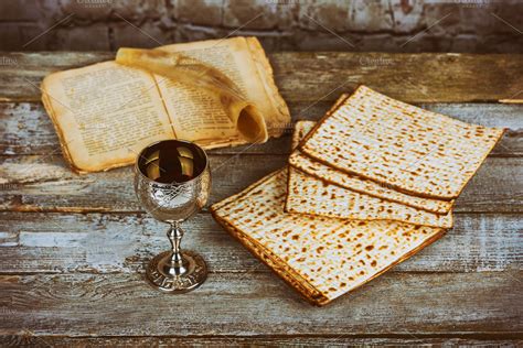 Glass of Passover wine and matzah | High-Quality Food Images ~ Creative Market