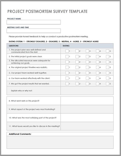 Project Post Mortem Template Word