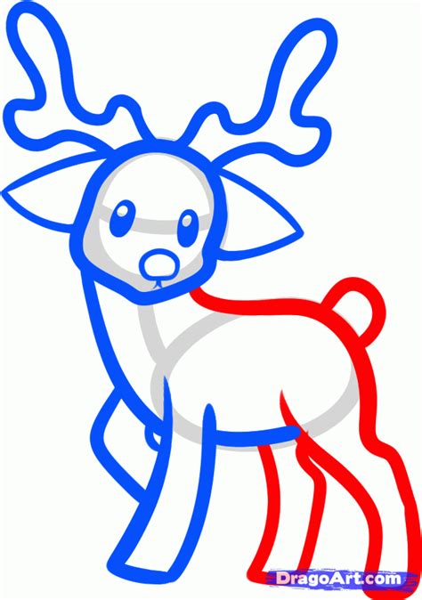 How to Draw a Reindeer For Kids, Step by Step, Animals For Kids ... | Reindeer drawing, Easy ...