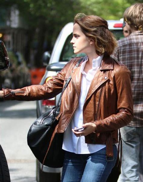 Emma Watson Leather Jacket | Emma Watson Brown Leather Jacket